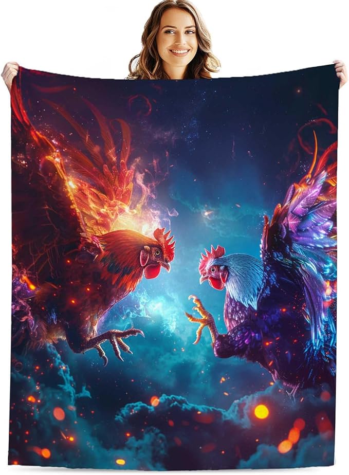 Firmiso Chicken Blanket for Women and Men, Rooster Home Decor for Living and Bed Room, Soft Lightweight Fleece Gift for Adults, 50×60 Inches