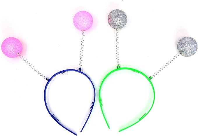 Skeleteen Glitter Antenna Head Boppers - Rainbow Shapes Novelty Headbands - 12 Pieces