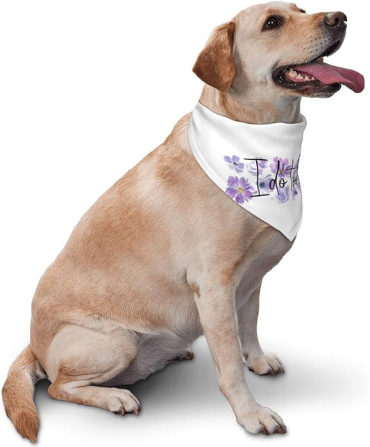 I Do Too Dog Wedding Bandana,Wedding Photo Prop for Dog Lover Pet Scarf AccessoriesMarried Puppy Pet Bandanas Engagement Announcement Gifts (Purple Flowers)