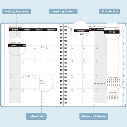 2026 Planner, Weekly and Monthly Calendar Academic Planner, Jan 2026 - Dec 2026, Planning Agenda Book for Desk Accessories and School Supplies - A5 (6.3'' x 8.5'')