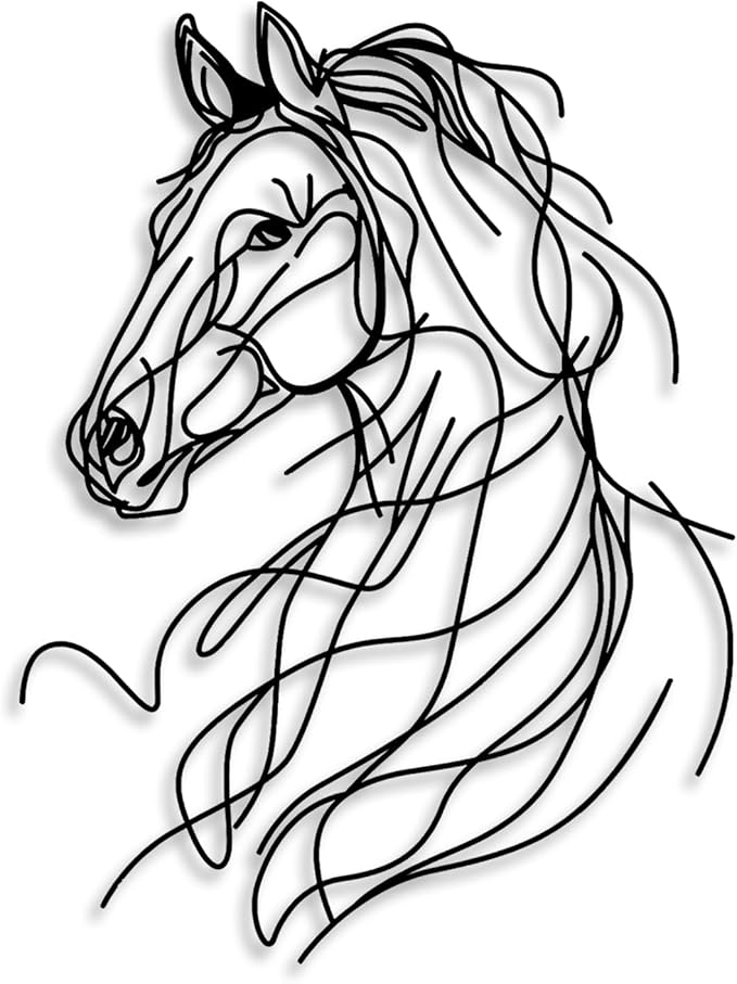 LIYOUYA Line Horse Metal Wall Decor - Rustic Farmhouse Room Decor Black Simple Horse Wall Art Home Decor for Living Room, Bedroom, Dining Room, Farmhouse (Black)