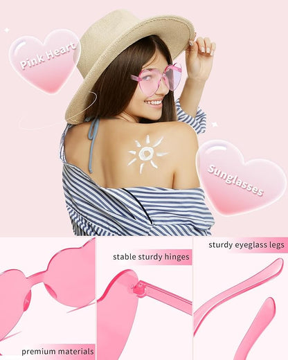 120 Pairs Heart Sunglasses for Women Bulk Transparent Pink Heart Shaped Sunglasses Bachelorette Party Glasses Fun Glasses for Party Favor to Add A Splash of Fun And Style