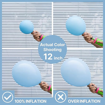 PartyWoo Light Blue Balloons 101pcs 12 Inch Baby Pastel Sky Aqua Blue Balloons for Birthday Gender Reveal Boy Baby Shower Graduation Bachelorette Anniversary Beach Dog Party Decorations Blue-Y4