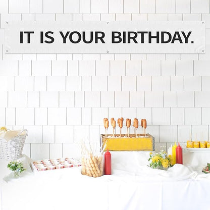 6x1Ft Large Reusable Birthday Banner for Office Party Decor, Vinyl Birthday Sign with Grommets & Strong Tape, Indoor Outdoor Wall Decorations for Colleagues, Family, Friends Celebration 2Pcs Merch