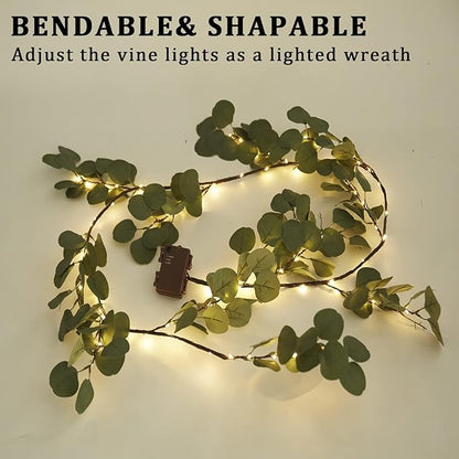 Twinkling Tree Garland,6ft Fairy Light Olive Vine with 96 Led and 250 Leaves,Pre-Lit Lighted Artificial Olive Garland with Timer for Christmas Decorations