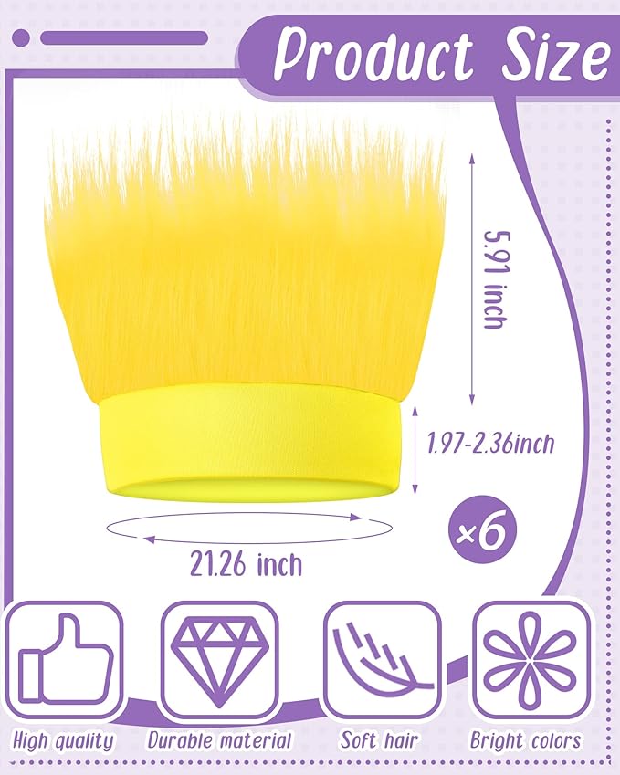 Taiyin 6 Pcs Hairy Headband Costume Headband Crazy Hair Wig Accessories Party Decoration Women Men