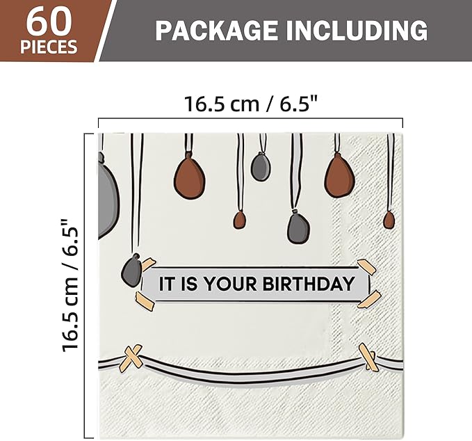 60 PCS It Is Your Birthday Disposable Napkins, The Office Merchandise 2 Ply Paper Napkins Birthday Party Decoration, Party Supplies for The Office TV Show Fans, Coworkers, Family, and Friends