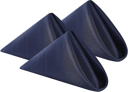 Cloth Napkins 20x20 inch Washable Polyester Dinner Napkins Soft Table Napkins for Wedding Party Dining Banquet(Navy,12PCS)