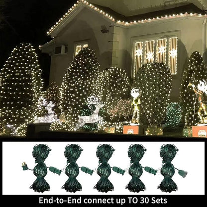 LAMPHOME Led Christmas Net Lights Outdoor Christmas Decorations Lights 150LED 6ftx4ft, Connectable Outdoor Fairy Mesh String Lights for Party, Holiday, Wedding, Tree, Bushes Decorations (Warm White)