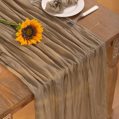 Nude Cheesecloth Table Runner 10 Pack Christmas Table Runners Boho Gauze 120 Inches Coffee Cheese Cloth Table Decor for Xmas Holiday Season Parties Wedding Bridal Baby Shower Tea Party Decor