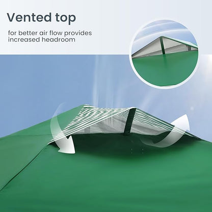 PHI VILLA Pop Up Canopy 10 10 Tents for Parties with Wheeled Bag, Portable Lightweight Folding w/Adjustable Height,Green and White Stripes，Green Stripe