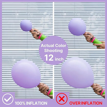 PartyWoo Lavender Balloons 155pcs Different Sizes Pack of 18 12 10 5 Inch Light Pastel Purple Lilac Balloon Arch Kit for Baby Shower Bachelorette Fairy Birthday Princess Party Decorations Purple-Q10