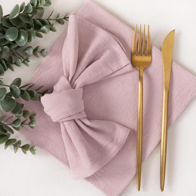 Socomi Cloth Napkins Pink Fall Thanksgiving Washable Reusable Bulk Linen Cotton Napkins Set of 20 17"x17" for Wedding Party Bridal Baby Shower Birthday Dining Table Decorations