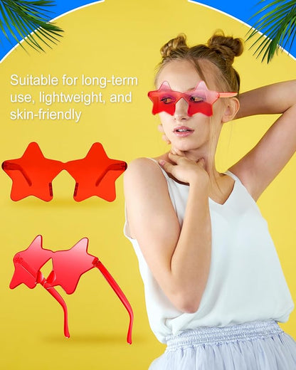 PLULON Star Sunglasses for Women Girls, Color Rimless Star Shaped Sunglasses Bulk for Adults Beach Birthday Swim Pool