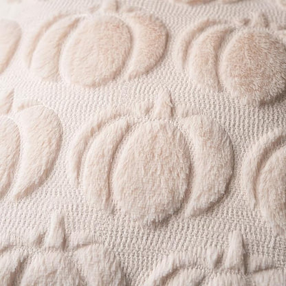 GEEORY Fall Pumpkins Soft Plush Pillow Covers, 18 x 18 Inch Set of 2, Fluffy Faux Fur Wool Decorative Farmhouse Cushion Case for Sofa Home Decoration Beige Pumpkin GC020-18