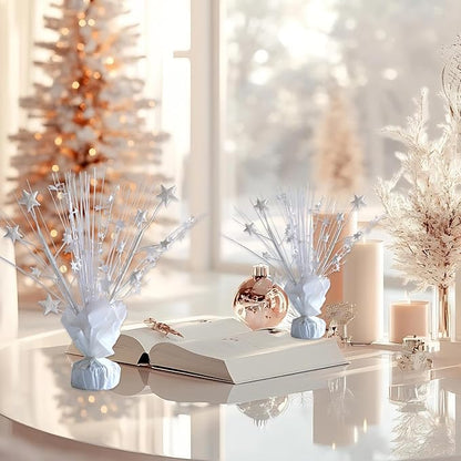 12 Pack White Foil Spray Centerpieces Stars Brust Table Centerpieces for Wedding Birthday Anniversary Holiday Party Decor, White Star Balloon Wights for Party, Table Decor for Party