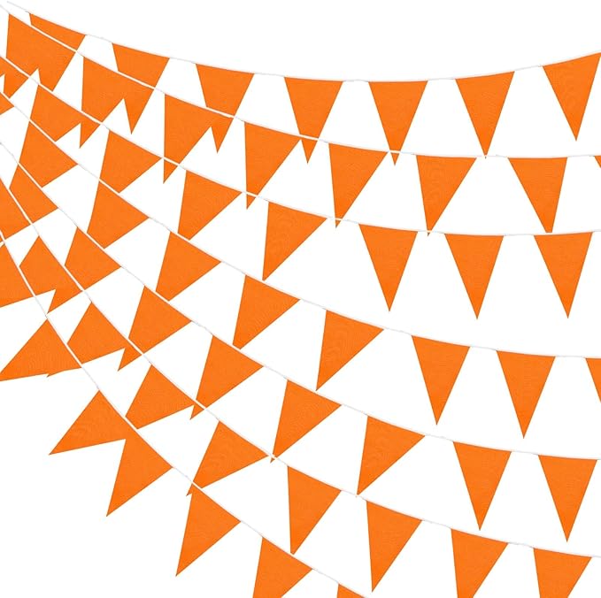 100 Feet Pennant Banners Flags 75 Solid String Triangle Flags for Grand Opening, Carnival Theme Birthday Party Decoration Outdoor Events Classroom Decoration(Orange)
