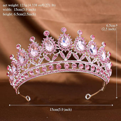 FORSEVEN Crystal Tiaras and Crowns for Women - Wedding and Birthday Party Princess Crown Hair Accessories - Bride Rhinestone Headband Halloween Decorations Hairband