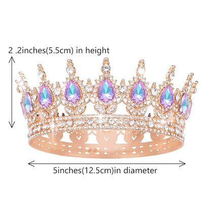 Queen Crown Rhinestone Wedding Crowns and Tiaras for Women Costume Party Hair Accessories Princess Birthday Crown Crystal Bridal Crown (Rose Gold & Violet Crown)