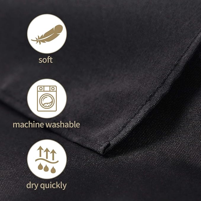 25pcs Polyester Cloth Napkins - 17 x 17 inch Black Dinner Washable Napkins with Hemmed Edges for Restaurant/Wed(25,Black)
