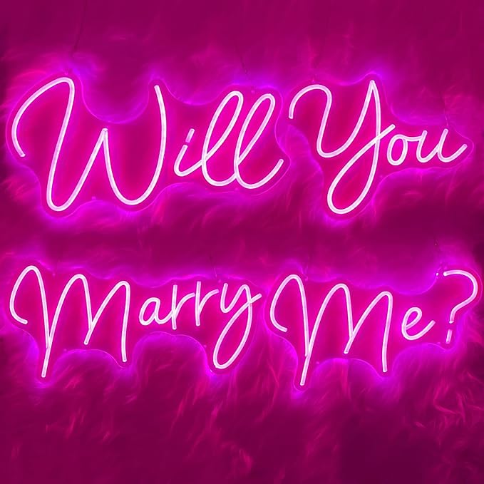 Super Large Will You Marry Me Neon Sign，80.1 inches Marry Me Sign Neon Light for Wedding Engagement Party Backdrop Wall Decor, Rose Red
