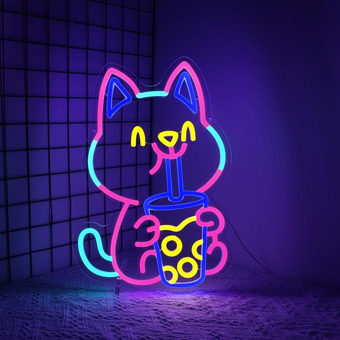 Soda Cat Neon Sign Girl Room Decor Led Neon Lights Signs for Wall Decor USB Powered Led for Room Decoration