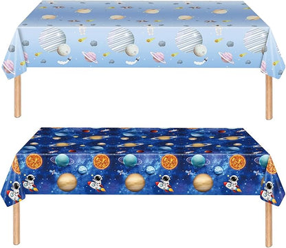 2 Pack Space Tablecloth Plastic 54 X 108inch, First Trip Around The Sun Decorations Table Cloth Disposable Outer Space Table Covers for Kids Birthday Baby Shower Party Supplies