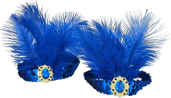 Feather Headpiece Sequins Headbands 1920s Flapper Showgirl Headpieces for Women Girls Carnival Party Accessories
