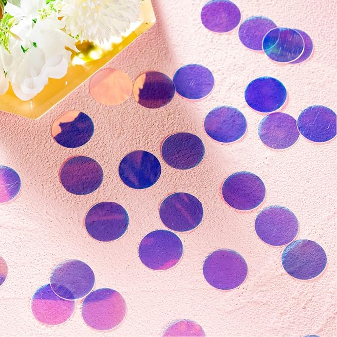 Iridescent Confetti Holographic Table Decoration for Baby Shower Birthday Party,1.2 inch in Diameter,200 Counts