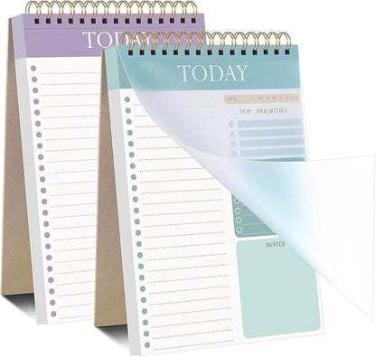2 Packs To Do List Notepad, 104 Pages To Do List Notebook A5 Undated Daily Planner Notepad with Task Checklist Home Office School Supplies