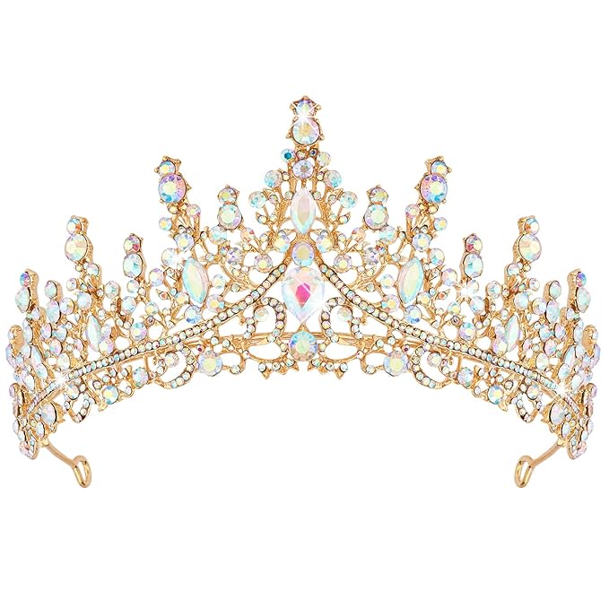 COCIDE Gold Tiara and Crown for Women Crystal Queen Crowns Princess Rhinestone Tiaras for Girl Bride Wedding Hair Accessories for Bridal Birthday Party Prom Halloween Costume Cosplay