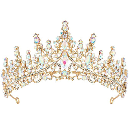 COCIDE Gold Tiara and Crown for Women Crystal Queen Crowns Princess Rhinestone Tiaras for Girl Bride Wedding Hair Accessories for Bridal Birthday Party Prom Halloween Costume Cosplay