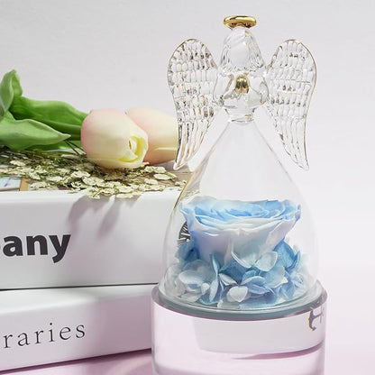 Miofula Preserved Flower Rose Birthday Gifts for Mom, Angel Figurines with Forever Real Rose Gifts for Her Mom Grandma, Angels Gifts for Mothers Day Christmas Anniversary Thanksgiving Birthday Gifts