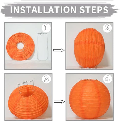 Fall Paper Lanterns, Orange Peach Cream Thanksgiving Party Hanging Paper Lanterns for Fall Festival Wedding Baby Shower Birthday Party Supplies (12 PCS)