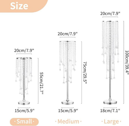 NUPTIO Silver Crystal Wedding Centerpieces - 2 Pcs 21.7in Tall Flower Vases for Party Tables Decorations