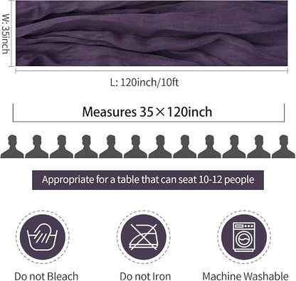 3 Pack 10FT Dark Purple Cheesecloth Table Runner 35x120 Inch Boho Gauze Table Runner Rustic Cheese Cloth Long Romantic Table Runners for Wedding Bridal Shower Birthday Party Table Decor (Grape)