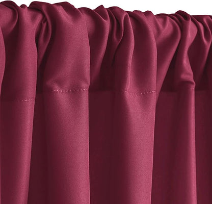 Hiasan Burgundy Backdrop Curtains for Parties, Polyester Photography Backdrop Drapes for Family Gatherings, Wedding Decorations, 5ftx7ft, Set of 2 Panels