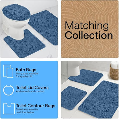 GORILLA GRIP Bathroom Rug Sets, Soft Chenille 2 Piece Area Rugs Set, Toilet Base Mat and 30x20 Carpet, Absorbent Microfiber Washable Mats Dry Quickly, Home Décor and Bath Room Accessories, Blue