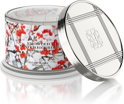 HomeWorx by SLATKIN + CO. Candle- Frosted Winterberries, 18 oz. Premium Scented Candle - 30-55 Hours Burn Time