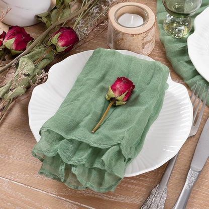 Socomi Green Cheesecloth Napkins Sage Fall Thanksgiving Cheese Cloths Gauze Set of 10 Boho Washable Dinner Table Napkins for Wedding Party Baby Shower Birthday Party Decor