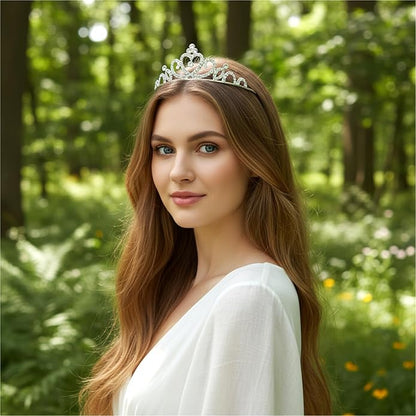 12 Pcs Tiaras for Women, Glitter Sparkly Rhinestone Crowns for Women Silver Metal Princess Crown Tiaras Bulk Suitable Birthday, Wedding, Dance, Pageant, Halloween, Christmas (12 Styles)