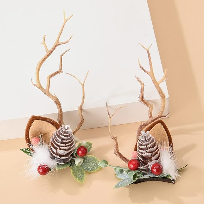 TOECWEGR Christmas Reindeer Antlers Headband Hair Clips Hair Hoop Girl Holiday Beauty Headdress