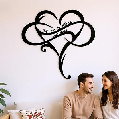 Personalized Infinity Heart Cloud Metal Sign for Couples,Custom Heart Cloud Full of Love Wall Decor with Couples Name and Date for Wedding,Anniversary,Valentines Day Gift