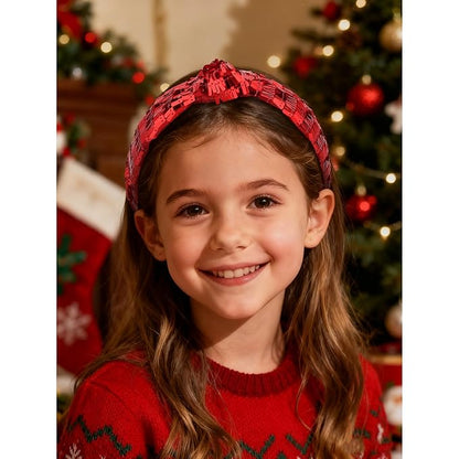 Red Headbands for Women Sequins Knotted Headband Top Knot Hair Band Non-slip Head Band Soft Fashion Christmas Accessories for Women Girls