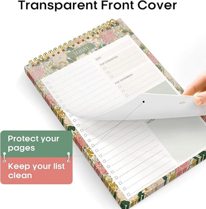 Taja To Do List Notepad - To Do List Notebook for Work with 52 Sheets, 9.8" x 6.5", Undated Daily Planner Perfect for Daily Tasks and Goal Setting, Notepad Suitable for Office, Home & School - Olive Grove