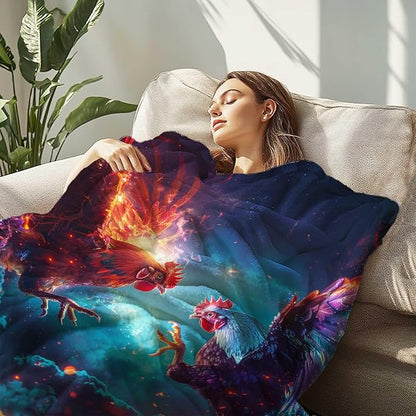 Firmiso Chicken Blanket for Women and Men, Rooster Home Decor for Living and Bed Room, Soft Lightweight Fleece Gift for Adults, 50×60 Inches