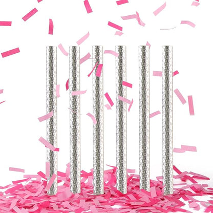 BATTIFE It's a Girl, 6Pack Gender Reveal Confetti Sticks, Tissue Paper Confetti Flick Flutter Wands for Baby Girl Shower, Wedding, Birthday Party Supplies Decoration, Shoot Poppers, 14inch Pink