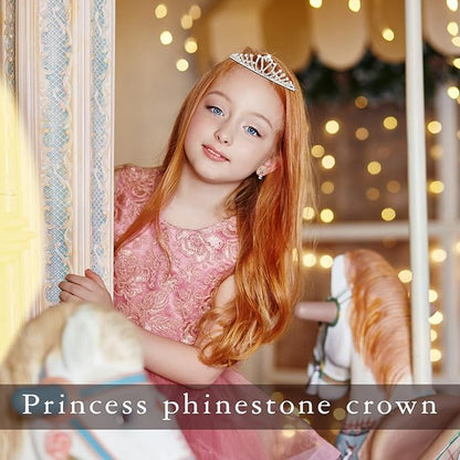 32 Pieces Girls Crystal Tiara Crown Rhinestone Tiara Headband Crystal Princess Tiaras Silver Heart Crown Headband for Wedding Prom Birthday Party Hair Jewelry