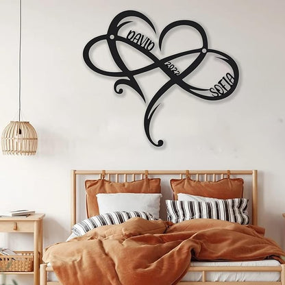 Pamaheart Customized Infinity Heart Metal Wall Decor, Unique Infinity Heart Wall Art, Love Sign Plaque, Steel Art, Geometric Bedroom Ornaments, Cut Out for Home Wedding Decor