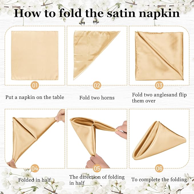 Bailarina 80 Pack Gold Satin Napkins,17x17 Inches Wedding Napkins Square Soft Silky Table Napkins Bulk Decorative Elegant Cloth Napkin for Party Decoration, Banquet,Wedding,Graduation